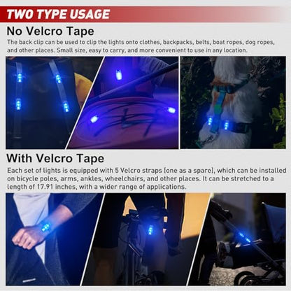 Nilight LED Safety Light 4PCS Blue Marine Navigation Bike Tail Lights Three Modes Waterproof Reflective Gear Clip On Flash Strobe Indicator Lamp for Night Boating Fishing Cycling Jogging - color: 3LED Safety Light-Blue