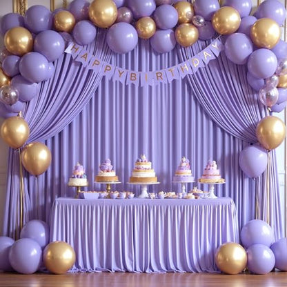 Lavender Backdrop Curtains 4 Panels - Wrinkle-Free Polyester Photography Drapes for Baby Shower & Party Background Backdrop Stand - 16 X10FT - color: Lavender, size: W4' x H10'(4 panels)