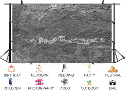 6x4ft Grayscale Stone Texture Backdrop Rough Surface and Mineral Deposits Photo Background Tapestry for Industrial and Rustic Home Decorations Studio Props - size: 6X4ft