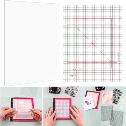 6.5X8.5 Photopolymer Grip Mat with 2PCS Printed Guides for Stamping,Multi-Use Non-Slip Sticky Mats Fit in Stamp Positioning Tool for Card Making Hold Your Cardstock in Place When Stamping,Stencil - color: 6.5x8.5" 1xgrip Mat+2aligment