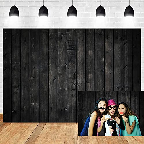 7x5ft Old Dark Wood Texture Wall Photography Backdrop Vintage Retro Black Wooden Board Floor Scary Theme Party Background Kids Adult Artistic Portrait Photo Shooting Vinyl Studio Props - size: 7x5ft