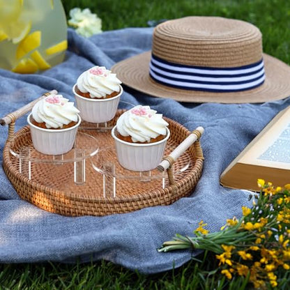 3 Pcs 5 Inch Round Acrylic Risers Display Stands Small Clear Round Acrylic Display Riser for Cake Food Jewelry Figurines Collectibles Table Decor Organizer - size: 5”