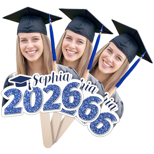 Graduation Custom Cutout Big Head on a Stick for 2026, 6 to 24", Fun Face Cardboard Cutouts, Personalized Fat Heads, Senior Night Photo Prop, Birthday, Party Décor, 1 PC, Bright Blue - color: 2026 Light Blue
