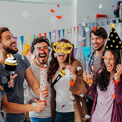 Black and Gold Party Photo Booth Props,24 Pieces Photobooth Picture Pose Sign Kit for Birthday Wedding Party Memorable Photos