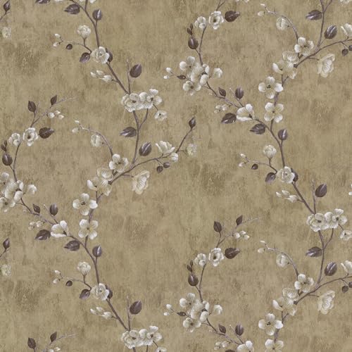 Floral Peel and Stick Wallpaper Flower Tree Contact Paper A Set of 17.5"x1200" Self Adhesive Removable Modern Yellow Wall Paper Decorative Wall Covering Countertop Vinyl Film Roll - color: Yellow, size: 17.5" x 1200"