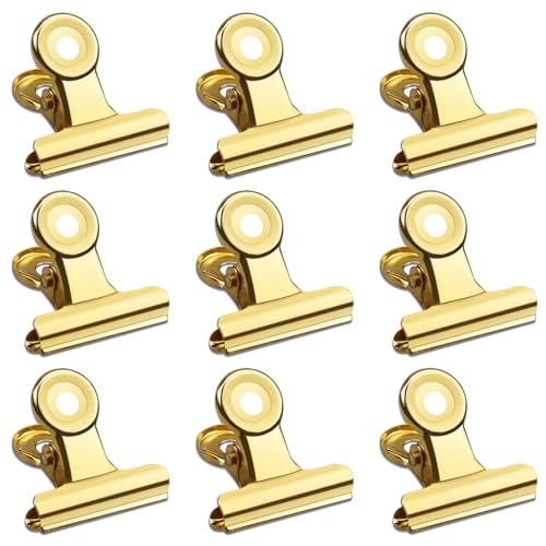 30 Pack Small Bull Clips 1.22 Inch Mini Metal Hinge Clips Binder Paper Hinge Clip for Office, Home, School, Shops, Gold, 31mm - color: Light Gold, size: 31mm
