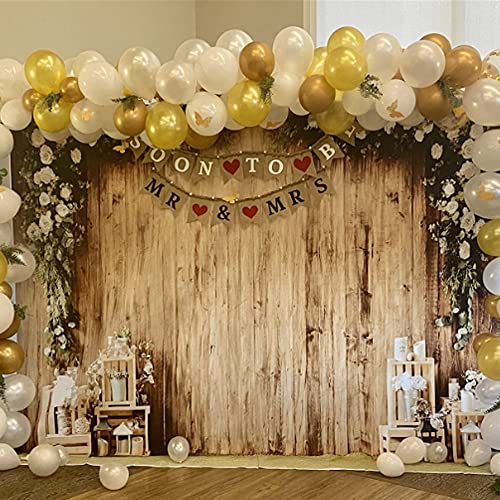 10x6ft Polyester Wedding Backdrop Rustic Floral Flower Wood Wall Backdrop Bridal Shower Reception Ceremony Photography Background Wedding Proposal Party Kids Birthday Party YouTube Photo Prop - size: 10x6ft-Polyester
