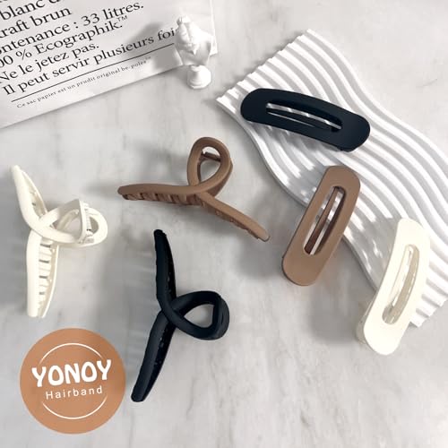 6 Pcs Large Matte Hair Claw Clips, 2 Styles Large Claw Clips for Thin Fine Thick Hair, Flat Hair Clips French Hair Barrette Stylish, No Slip Big Jaw Butterfly Clip for Women Girls - color: Color D
