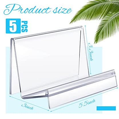 Qunclay 5 Pcs Acrylic Display Holder 5.5 x 3.3 x 3 Inches Clear Purse Stand Phone Stand Glasses Holder Card Organizer for Clutches Wallet Bag Cosmetic Store Business Display