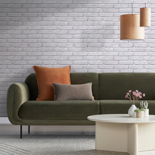 COMSTICKC 3D White Faux Brick Wall Panel Peel and Stick Wall Covering, 12 Pcs of 22.8" x 11.8", 3D Brick Wall Stickers, UrltraLight PVC Adhesive Brick Decorative Tiles, 22.48 sq.ft - color: Retro-White