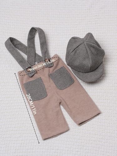 Ylsteed Newborn Boy Photoshoot Outfits 2Pcs Baby Photography Outfits Girl Baby Photography Props Newborn Gentleman Suit Photography Boy Suspender Pants with Beret 9-12lbs/0-3 Months (Coffee) - color: Coffee