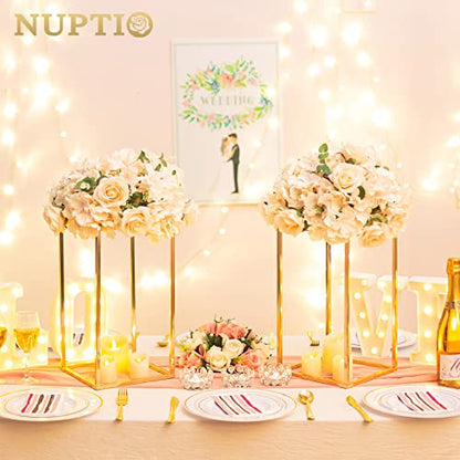 Nuptio Gold Vases - 10 Tall 15.7 inch Geometric Centerpieces for Wedding Tables - color: Gold, size: 15.7 inch - 10 PCS