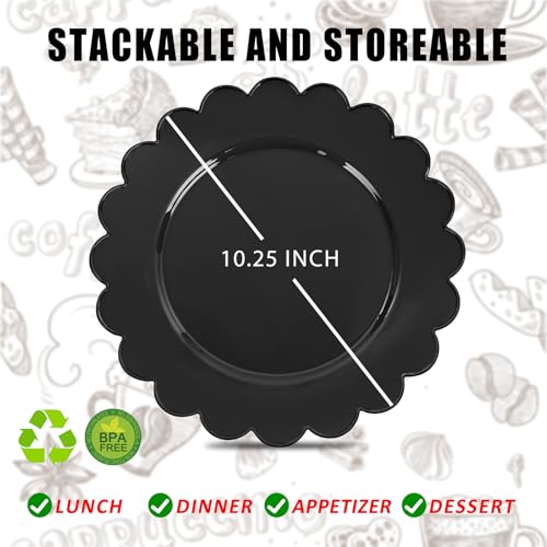SUT 72 PSC Black Plastic Plates, Plates Disposable Heavy Duty, black Disposable Dinner Plates, 10.25inch plastic Dinner plate for Party - color: Black, size: 10.25 Inch
