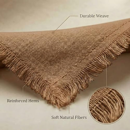 ACCENTHOME Brown Cotton Linen Napkin Set of 12 18x18 inch Dinner Napkins - Washable Soft Premium Hotel Quality Reusable Hemmed Edges Napkins Perfect Table Linens for Family Dinners, Weddings - color: 05 - Brown, size: 18"x18" - Pack of 12