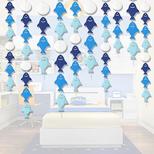 Lauthen.S Blue Fish Garland, 6pcs Fish Dot Circles Paper Garland Decorations for Birthday Backdrop Ocean Themed Baby Shower Party Supplies Classroom Home Decor(Blue) - color: Blue Fishes & Dot Circles