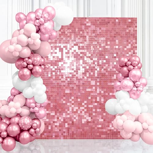 Pink Shimmer Wall Backdrop Panels 6FTx4FT Sequin Background Wall Party for Ceremony Events Girls Birthday Anniversary Bridal Shower Decorations - color: Pink, size: 6ftx4ft