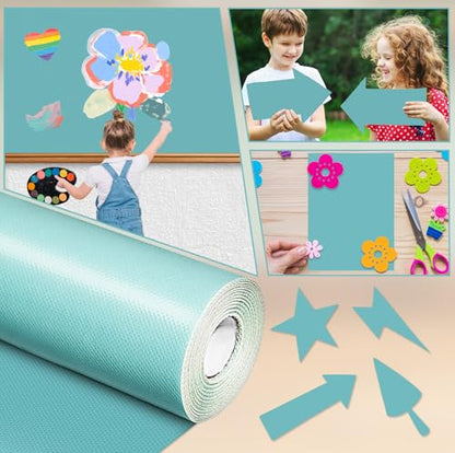 Inkspire Light Turquoise Bulletin Board Paper Roll,14.8FTx47IN Large Reusable Waterproof Erasable Classroom Wall Background Backdrop Paper,Fade-Resistant Fabric Wrapping School Decors Teacher Supplies - color: Light Turquoise