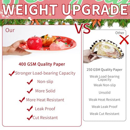 50Pcs Christmas Oval Paper Plates Team Naughty Team Nice Party Decorations 10" x 12" Large Disposable Heavy Duty 400GSM Red and Green Christmas Dinner Plates for Xmas Holiday Cocktail Party Supplies - style: Team Naughty Team Nice Oval Plates