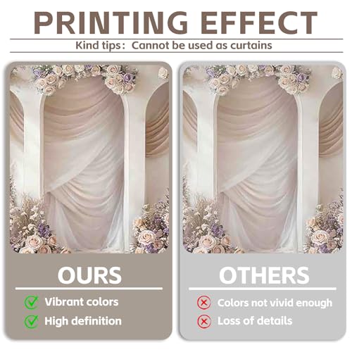 7x5ft 2D Wedding Arch Backdrop Rose Lavender Soft Champagne Drape Romantic Photography Background Mother's Day Bridal Shower Party Decorations Photo Booth Banner