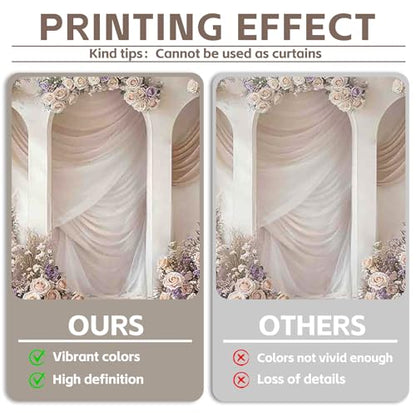 7x5ft 2D Wedding Arch Backdrop Rose Lavender Soft Champagne Drape Romantic Photography Background Mother's Day Bridal Shower Party Decorations Photo Booth Banner