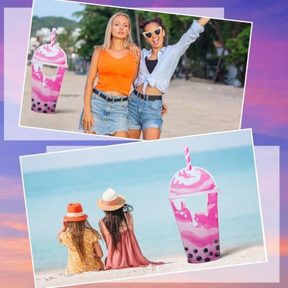 Jetec 5 ft Bubble Tea Cardboard Cutout Stand up Life Size Boba Tea Party Decoration Ice Cream Pearl Milk Photo Props Backdrop for Summer Pool Beach Baby Shower Wedding Birthday Party Supply - size: 5 feet, style: Pearl Milk Tea
