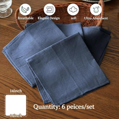 Simple&Opulence Linen Napkins Set of 6 – 100% Pure Linen Napkins for Spring, Easter, Mothers Day,Wedding, Party, Everyday Use Machine Washable and Reusable 14" x 14" Classic Blue - color: Classic Blue, size: napkin(14"×14")