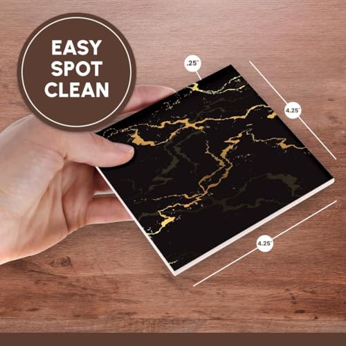 3dRose Image of Black and Yellow Marble Texture, Faux Stone Backdrop Set of 8 Ceramic Tile Coasters - size: set of 8 Ceramic Tile Coasters