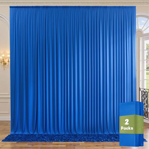 10ft x 10ft Wrinkle Free Royal Blue Backdrop Curtain for Parties, 2 Panels 5x10ft Silky Polyester Blue Photo Backdrop Drapes for Weddings Birthday Party Photography Background - color: Royal Blue, size: 10ftx10ft