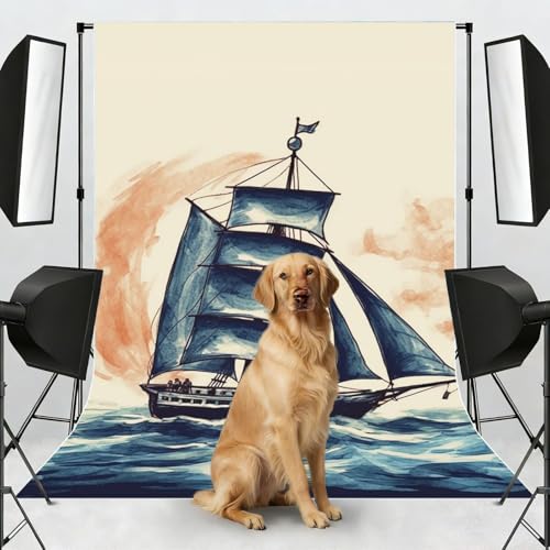Nautical Sailboat Backdrop Background for Photography 5x7ft Photobooth Professional Photo Backdrop Curtains Video Photography Studio Photo Backgrounds Banner Booth Background Screen Parties - color: Nautical Sailboat