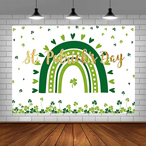 7x5ft Happy St.Patrick's Day Backdrop Lucky Irish Shamrock Photography Background Spring Lucky Green Rainbow Party Decorations Photo Shoot Props