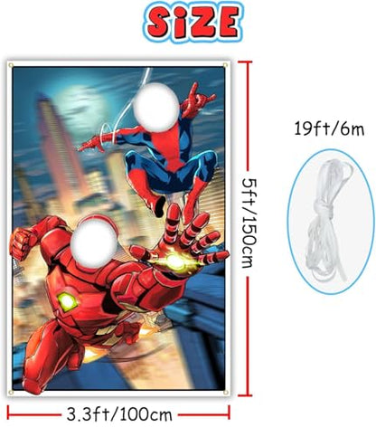 Comic Superhero Backdrop 3.3 x 5 ft, Super Hero Face Cutout Photo Props, Cityscape Comic Book Photography Background, Superhero Birthday Party Decoration Kids Photo Booth Props
