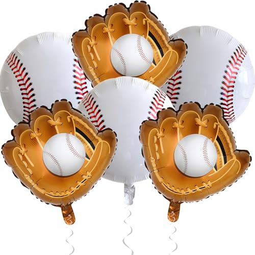 HILAVO Baseball Balloons, 6PCS 18 Inch Sports Balloon Foil Baseball Balloons for Kids Boys Baby Shower Sport Birthday Party Decorations - color: Baseball