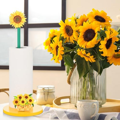 Namalu Sunflower Paper Towel Holder Sunflower Kitchen Decor Kitchen Fun Paper Towel Holder Dispenser for Bedroom Toilet Countertop Decor - style: Sunflower