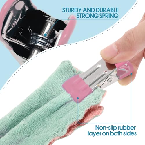 Clothes Pins Heavy Duty 30 Pack - 2.17 Inch Metal Chip Clips, Clothespins for Photo Drying Clothesline Laundry Sock, Bag Clips for Food Kitchen Stainless Steel with Rubber, Pink - color: Pink