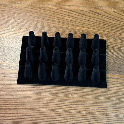 Ring Display Stand, Black Velvet Ring Holder Stand, Jewelry Display for Selling, Ring Organizer for Girls Dresser, 18 Slots