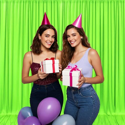 10ft x 10ft Fresh Green Backdrop Curtains for Parties, Fabric Satin Background Curtain with Rod Pockets for Weddings, Birthday, Baby Shower, Photography, Graduation Party Backdrop Drapes, 2 Panels - color: Fresh Green
