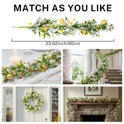 MOYEE Candle Holder Centerpieces for Tables,Candle Ring,Wreaths, Black Metal Candle Stick Paired Artificial Flowers 14 in Versatile Dining Table Centrepiece - color: Easter Egg Wreath