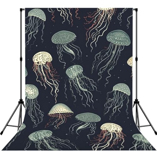 Jellyfish Pattern Backdrop Background for Photography 5x7ft Photobooth Professional Photo Backdrop Curtains Video Photography Studio Photo Backgrounds Banner Booth Background Screen Parties - color: Jellyfish Pattern
