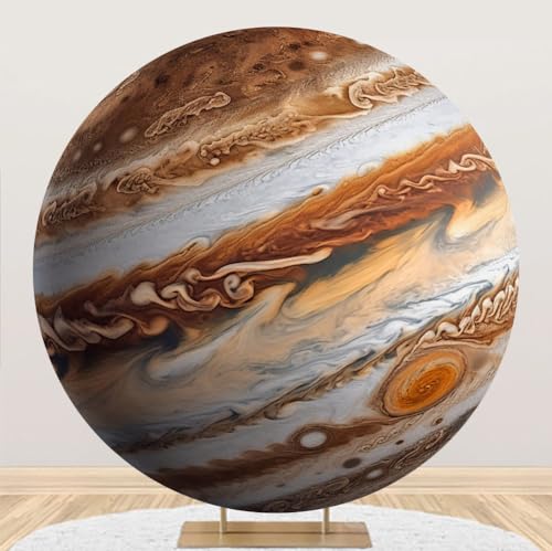 Diameter 3ft Solar System Jupiter Round Backdrop Cover Cosmic Travel Themed Photography Background Galaxy Planet Backgrounds for Kids Birthday Party Decor Adults Portrait Photo Booth Props - color: Jupiter, size: 3x3ft-polyester