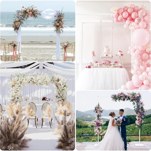 EMART Backdrop Stand, 6.5x10 ft Adjustable Photo Background Pipe and Drape Photography Kit with Heavy Duty Metal Flat Base for Parties, Wedding, Video Studio, Birthday - White - color: White