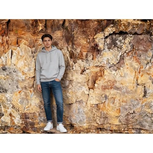 8x6FT Stone Texture Photography Backdrop Rustic Natural Rock Cave Theme Portrait Photo Background Nature Outdoor Exploration Themed Events Party Banner Decoration Polyester - size: 8x6FT
