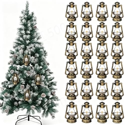 NOLITOY 40Pcs Miniature Kerosene Lamp Ornaments: Christmas Hanging Lantern Ornaments for Xmas Tree Rustic Farmhouse Decor