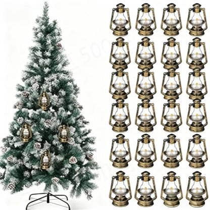 NOLITOY 40Pcs Miniature Kerosene Lamp Ornaments: Christmas Hanging Lantern Ornaments for Xmas Tree Rustic Farmhouse Decor
