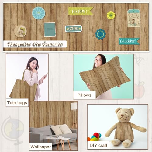 Classroom Fabric Bulletin Board 47x141inch Brown Wood Texture Back to School Classroom Backdrop Decorations for Wall Door Background, DIY Craft, Bulletin Boards, Pillow, Curtain, Reusable, Easy to Cut - style: Brown Wood Grain