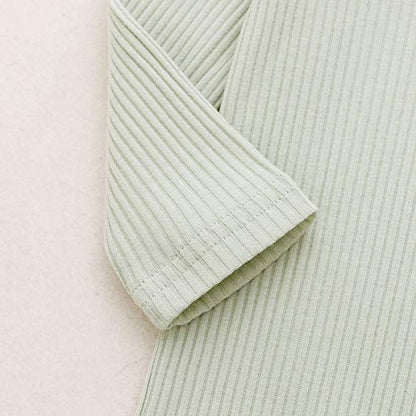 Newborn Cotton Nightgowns Neutral Baby Knotted Sleeper Baby Coming Home Outfit - color: Light Green