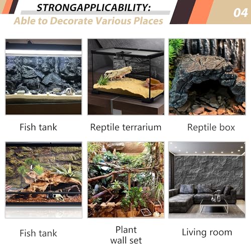 17.7x11.8in Rock Terrarium Background,3D Reptile Tank Background Board,Amphibian Stereo Backdrop Wall,Lizard Snake Gecko Spider Turtle Fish pet silo Background Decorative Panel(Brown) - color: Brown 1P