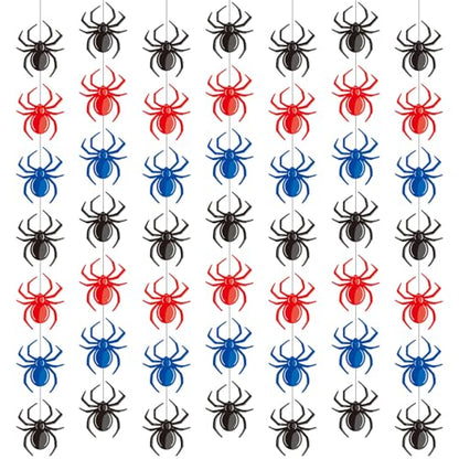 Xinnun Spider Party Decorations Hanging Banners Garland Red Blue Black Spider Banner Cutouts Ribbon Streamers for Birthday Baby Shower Party Decorations Supplies - style: Hero