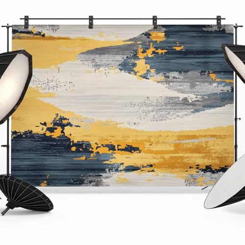 Street Art Backdrop for Photography, Watercolor Yellow Gray Decoration Photo Backdrop Portrait Background Party Banner Photo Backgrounds for Studio Booth Props, 8x6ft - color: Blue Turmeric Oatmeal, size: 8x6FT