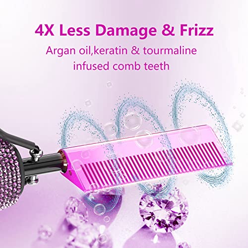 DAN Technology 500 hot Comb Electric for Wigs, Diamond Heating Comb, 60 Min Auto-Off & 7 Temperatures Adjustable Purple hot Comb, Professional Pressing Combs for Black Hair - color: Purple