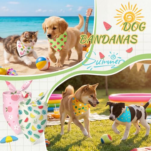Abbylike 100 Pieces Summer Themed Dog Bandanas Bulk Hawaiian Dog Bandanas for Pets Triangle Kerchief Scarf Bibs Set for Summer Pets Dogs Party Costume Accessories, 25 Styles (19.7 x 13.8 x 13.8) - size: 19.7 x 13.8 x 13.8 Inch, style: Summer
